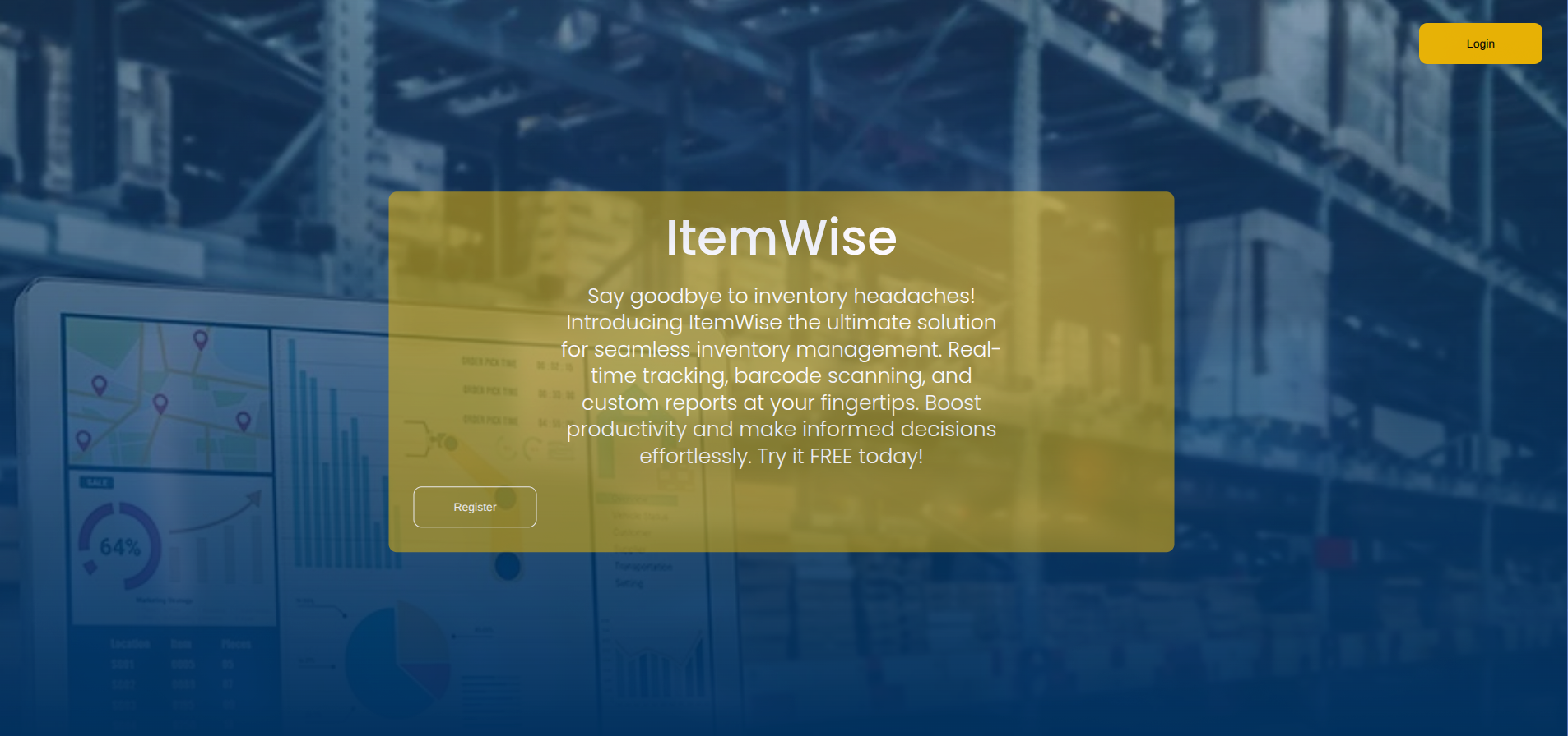 ItemWise inventory management dashboard showing real-time tracking and analytics